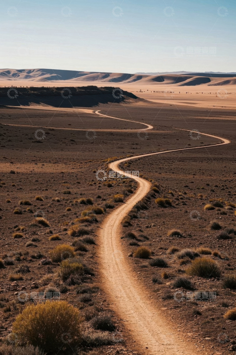 高清大图下载【趣麦麦图】沙漠蜿蜒小路自然风光
