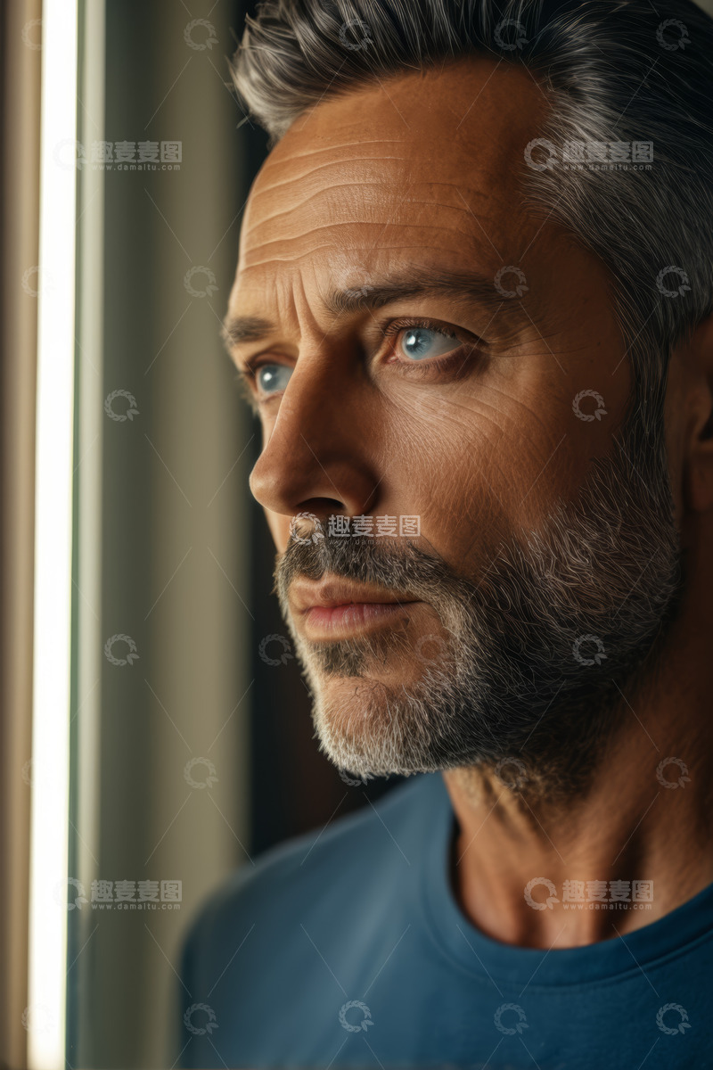 高清大图下载【趣麦麦图】成熟男性侧面肖像特写