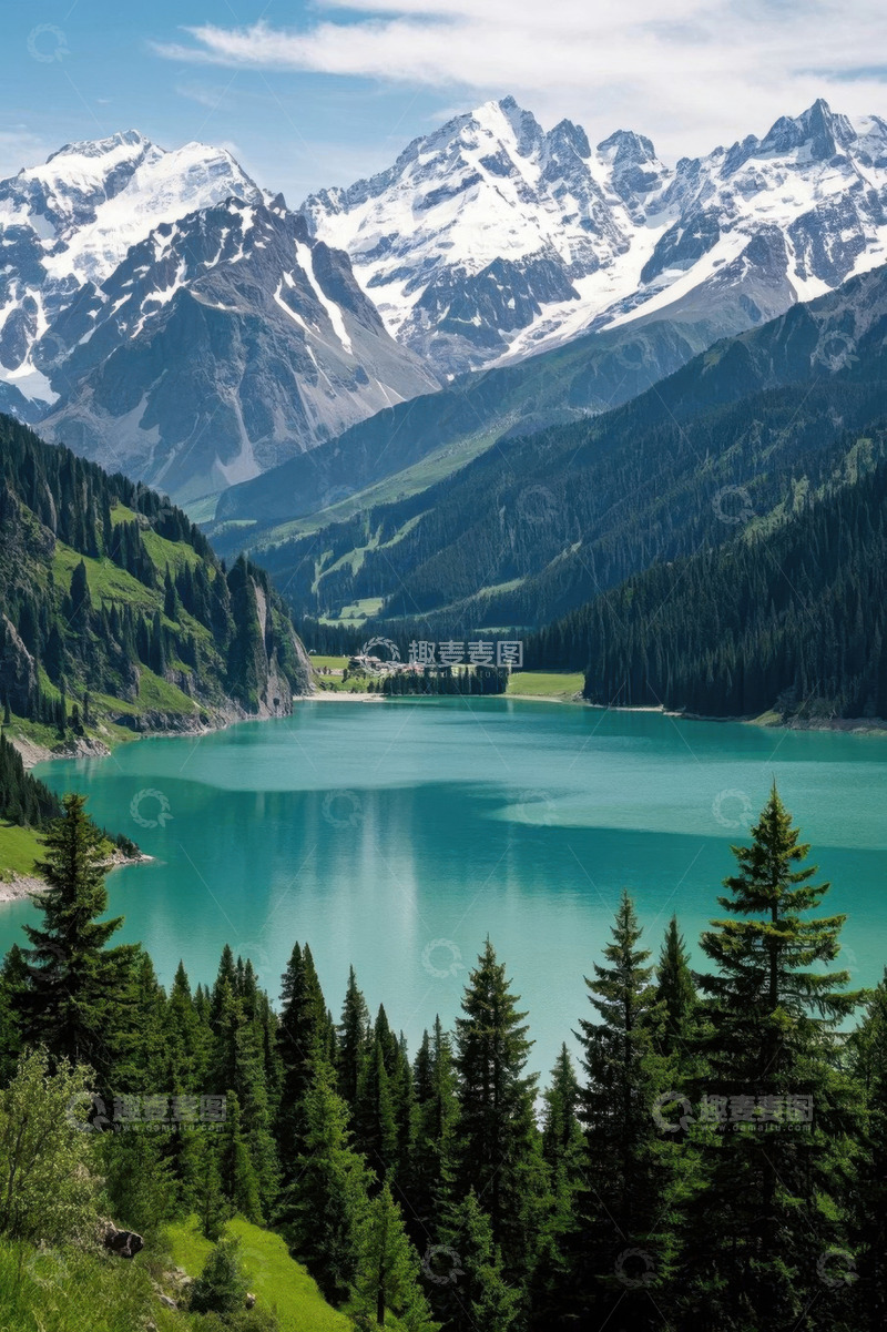 高清大图下载【趣麦麦图】高山湖泊自然风光全景