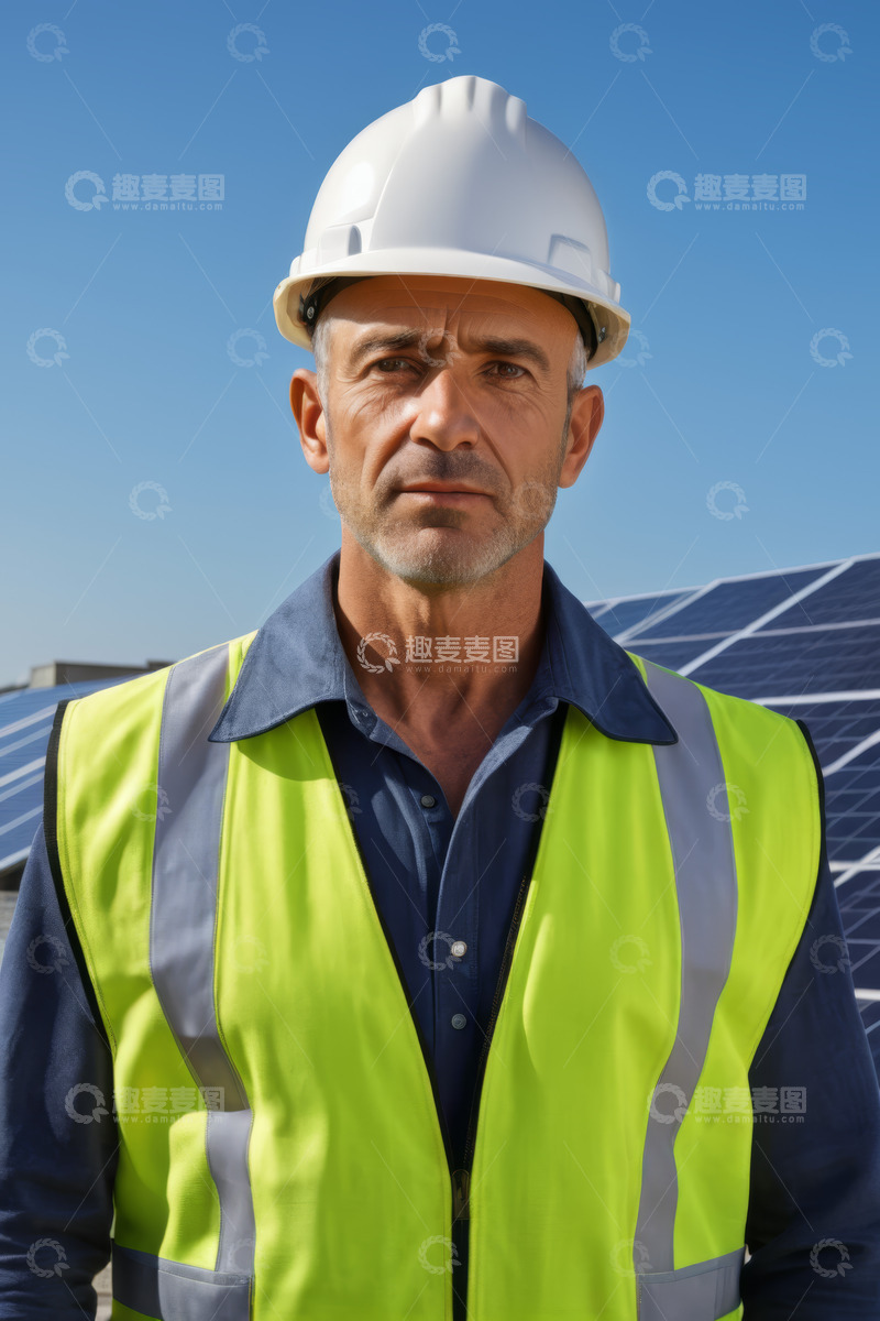 高清大图下载【趣麦麦图】太阳能工人户外工作肖像