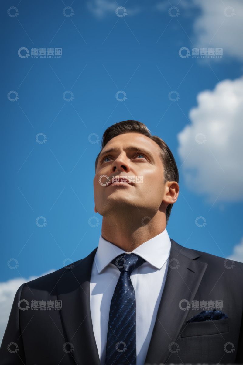 高清大图下载【趣麦麦图】西装男人仰望天空