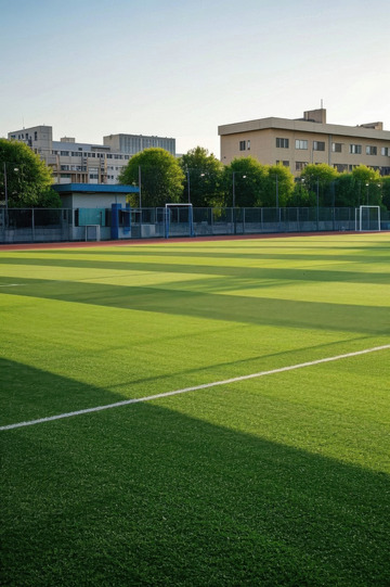 户外足球场及周边建筑景观