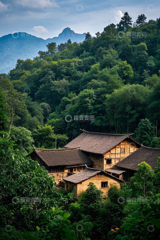 山林中的传统木屋村落