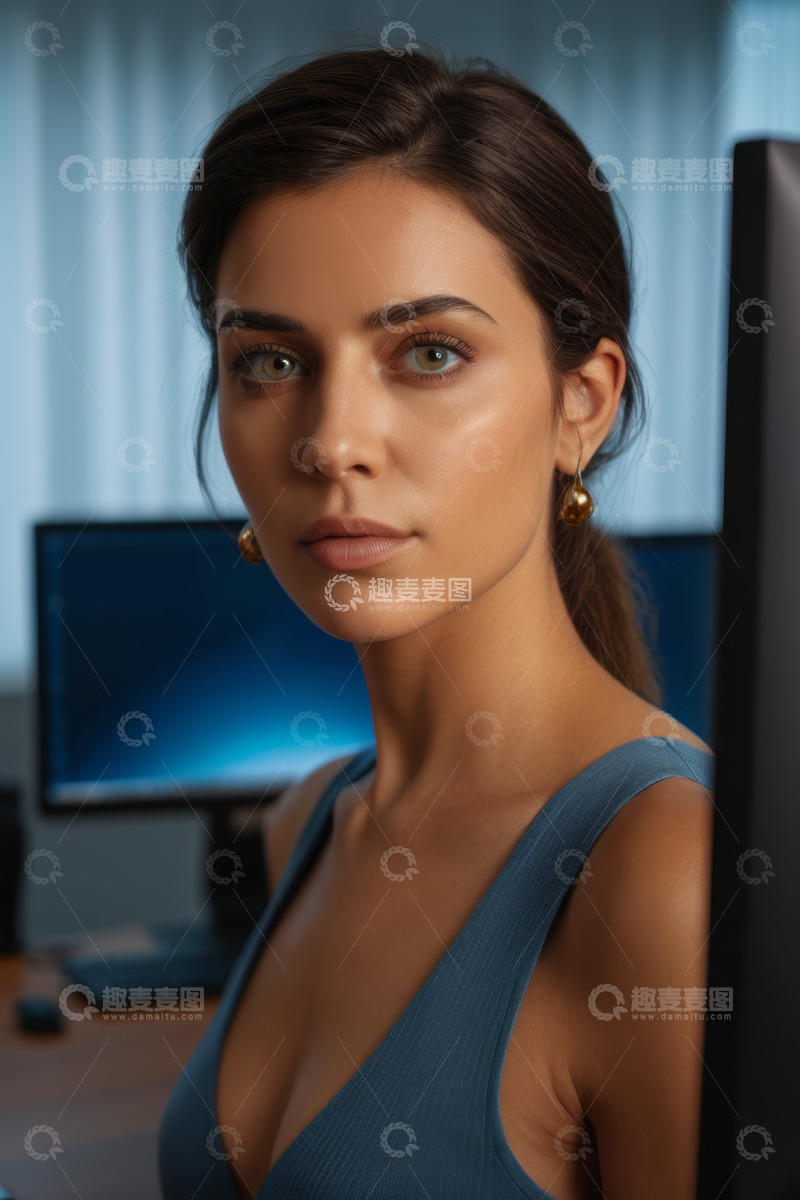 高清大图下载【趣麦麦图】办公环境中的年轻女性肖像