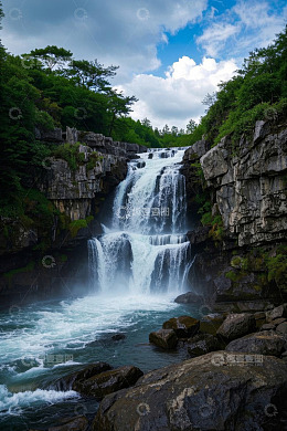 山间瀑布自然景观