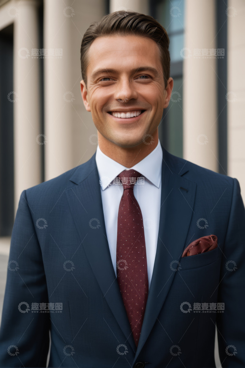 高清大图下载【趣麦麦图】身着西装微笑的商务男士