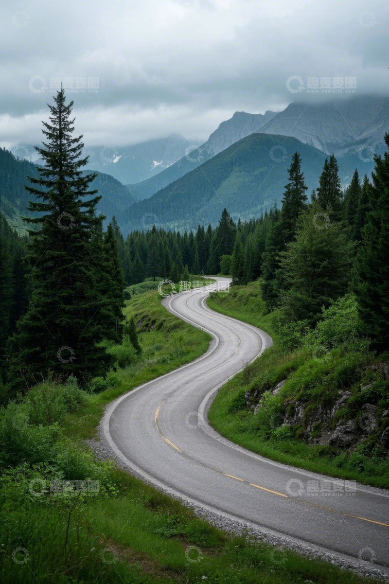 高清大图下载【趣麦麦图】山间蜿蜒公路自然风光