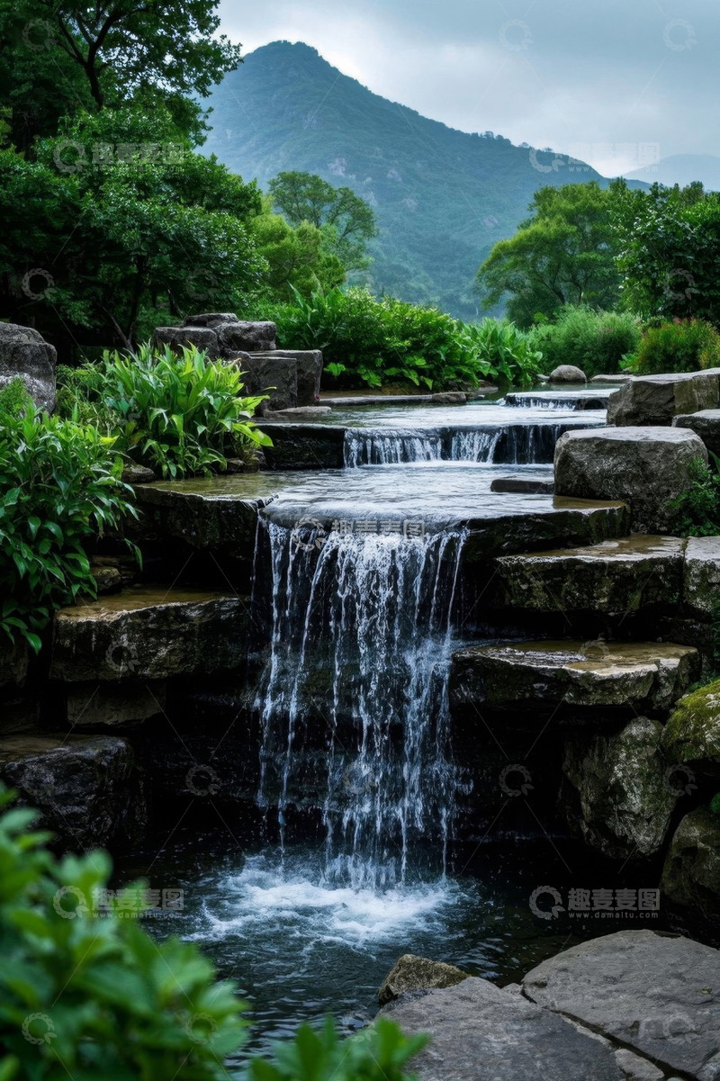 高清大图下载【趣麦麦图】山间溪流瀑布自然风光