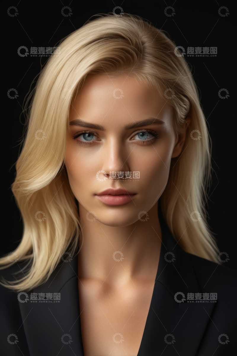 高清大图下载【趣麦麦图】金发女子职业装肖像特写