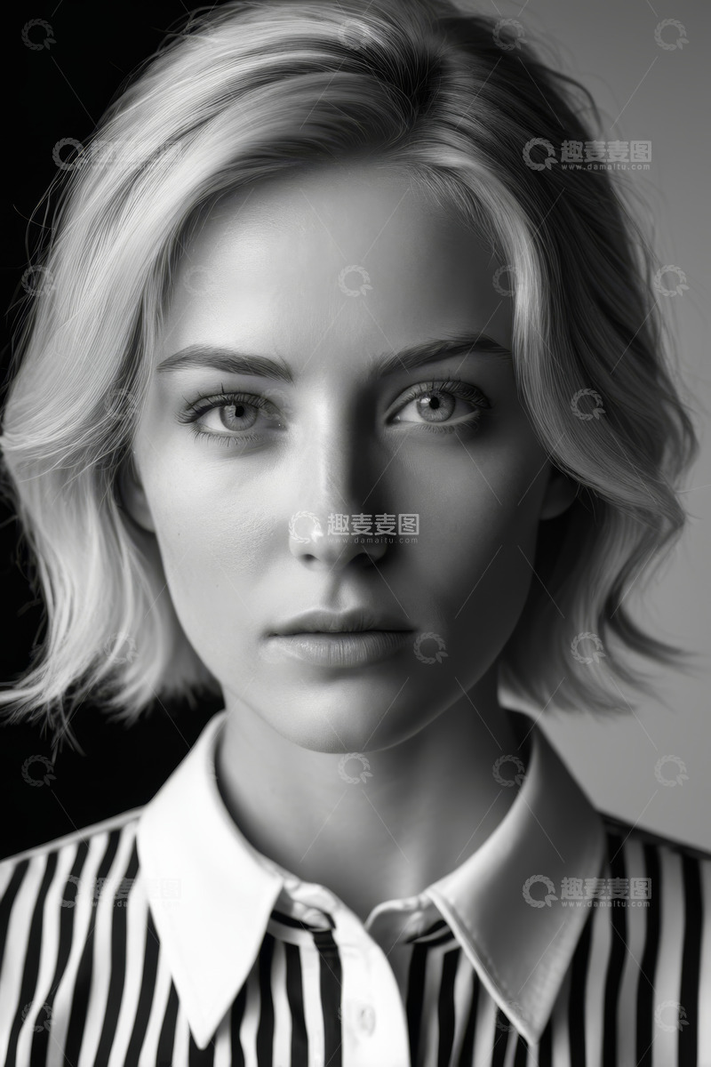 高清大图下载【趣麦麦图】短发女性半身肖像特写