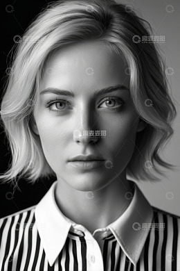 短发女性半身肖像特写