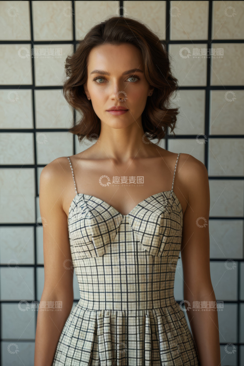高清大图下载【趣麦麦图】年轻女子吊带裙肖像