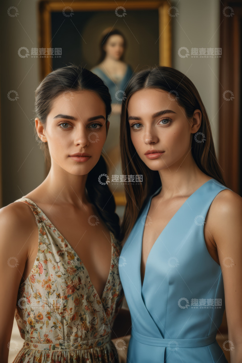 高清大图下载【趣麦麦图】两位年轻女性肖像特写