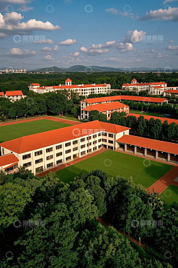 大学校园建筑航拍全景