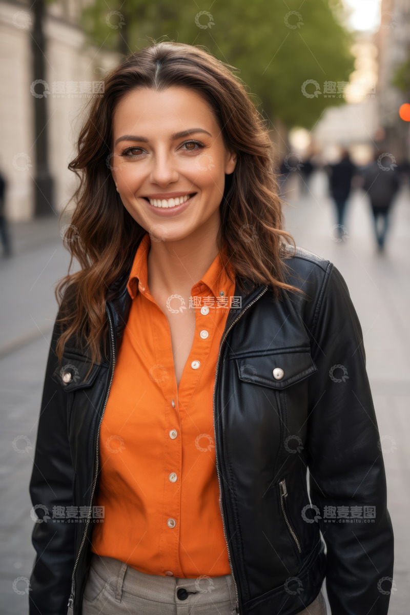 高清大图下载【趣麦麦图】户外街道微笑女子
