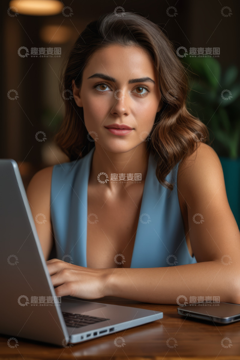 高清大图下载【趣麦麦图】办公女性使用笔记本电脑特写
