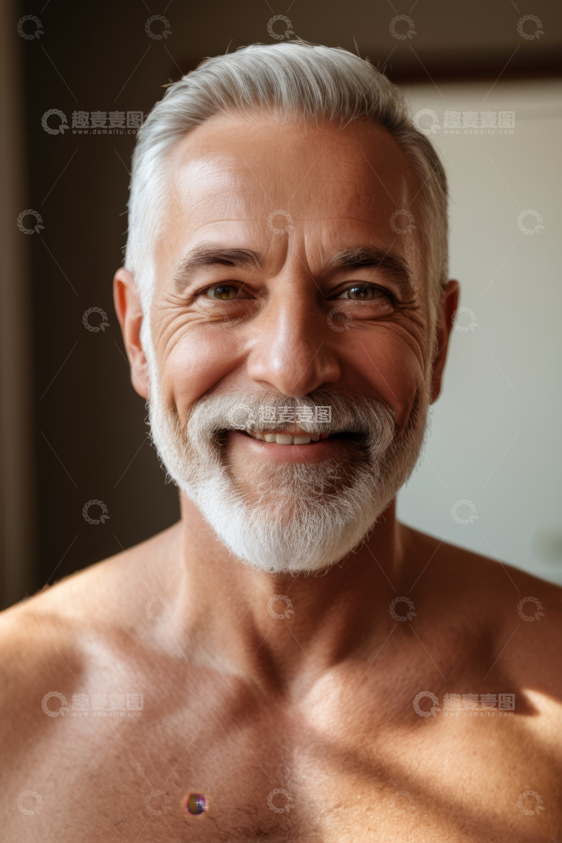 高清大图下载【趣麦麦图】微笑的中老年男性半身肖像