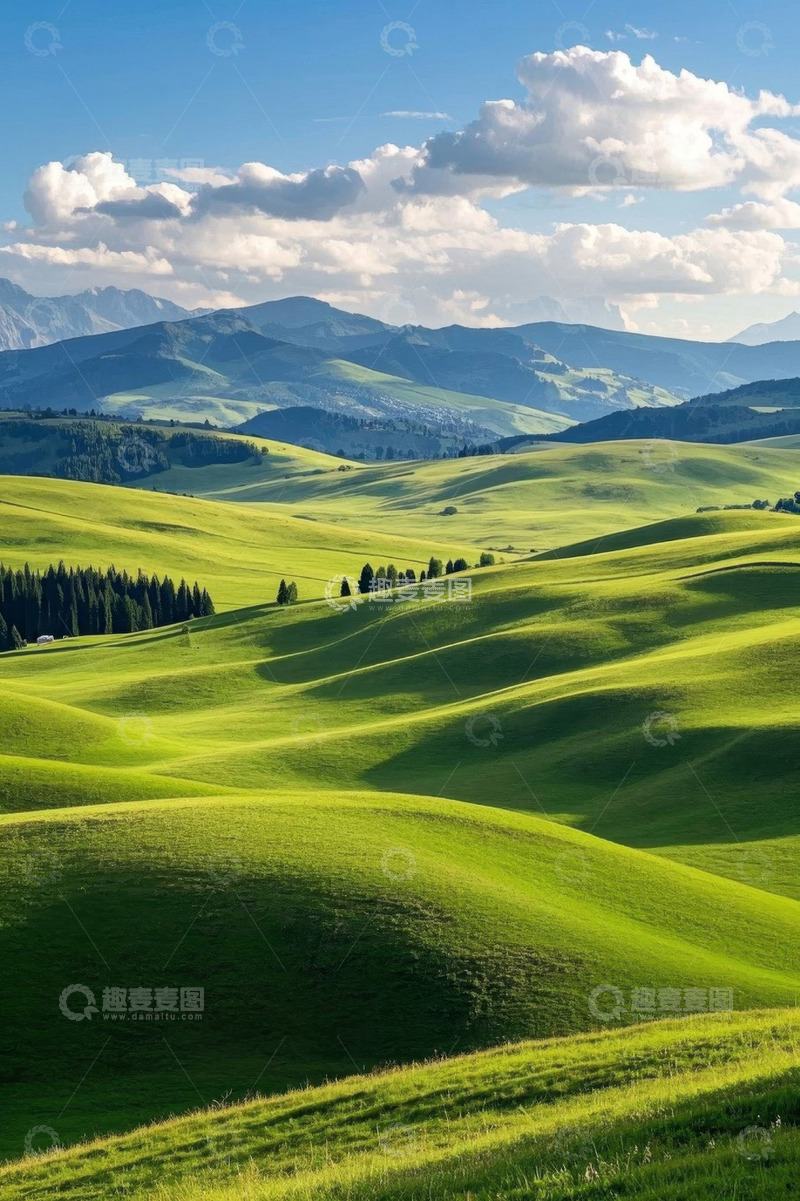 高清大图下载【趣麦麦图】户外绿色草原山丘风景