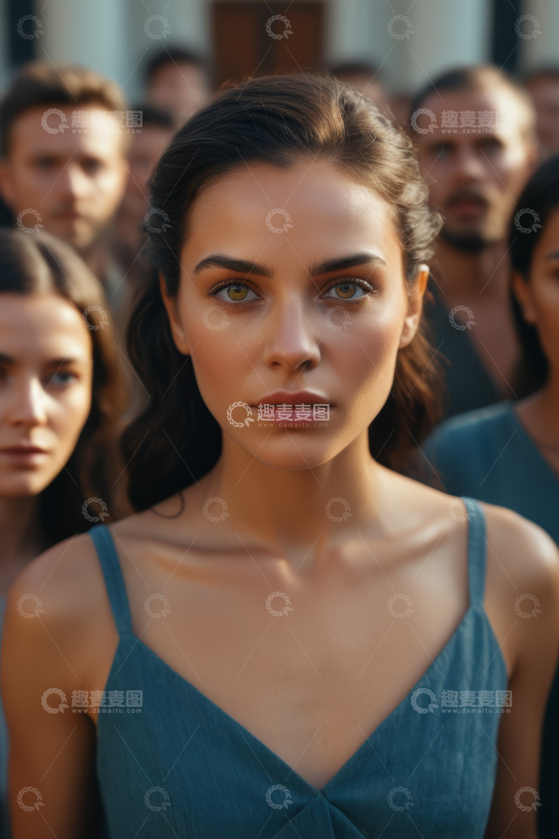 高清大图下载【趣麦麦图】人群中面容出众的女性