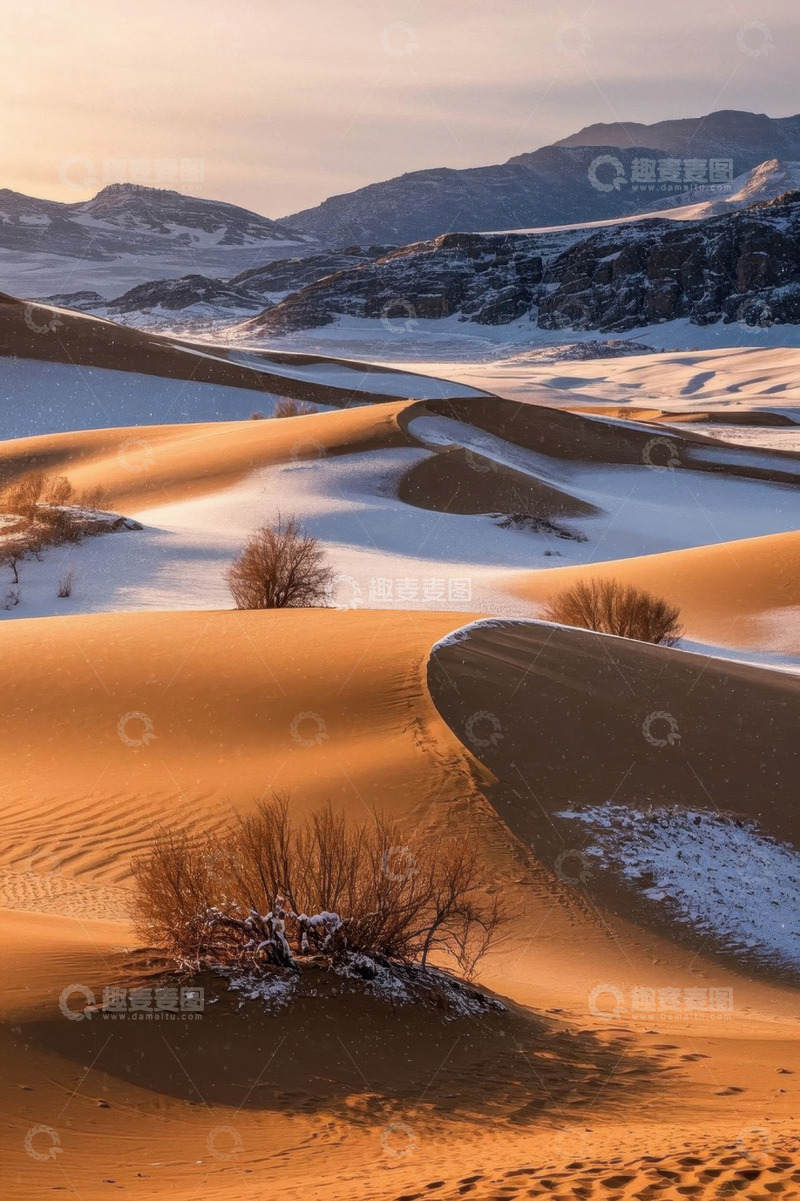 高清大图下载【趣麦麦图】沙漠雪景自然风光
