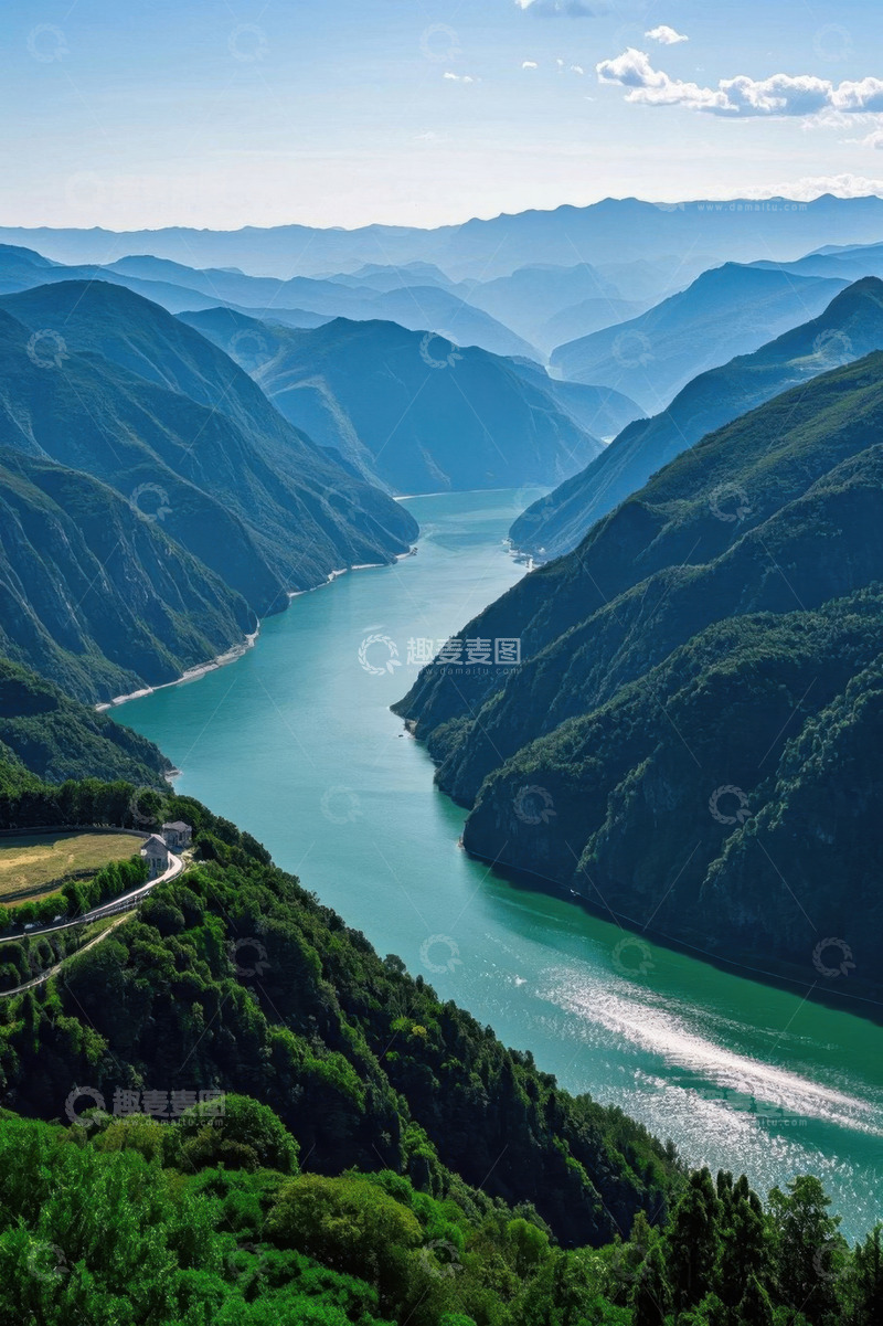 高清大图下载【趣麦麦图】青山绿水间的河谷风光