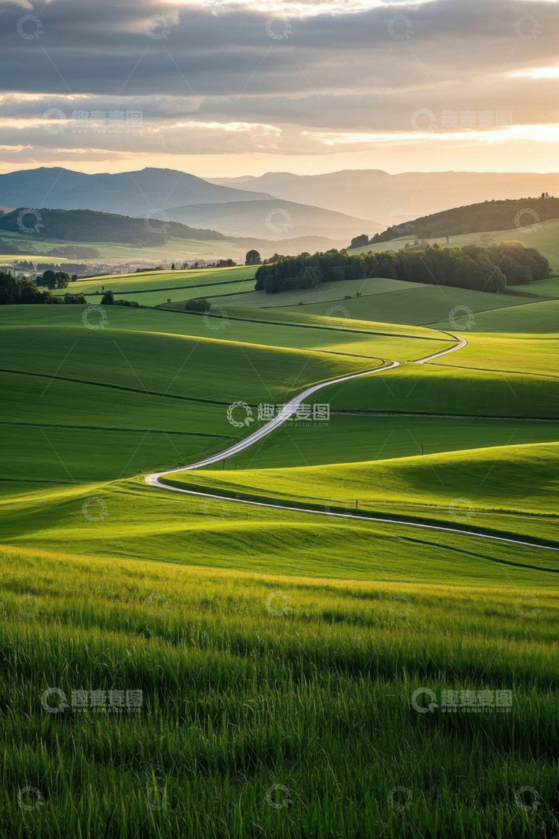 高清大图下载【趣麦麦图】田园风光蜿蜒小路绿色田野