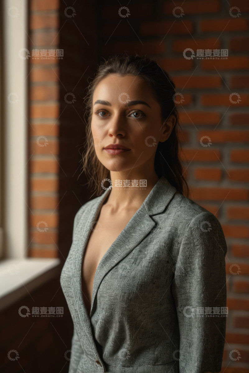 高清大图下载【趣麦麦图】穿西装的年轻女性肖像