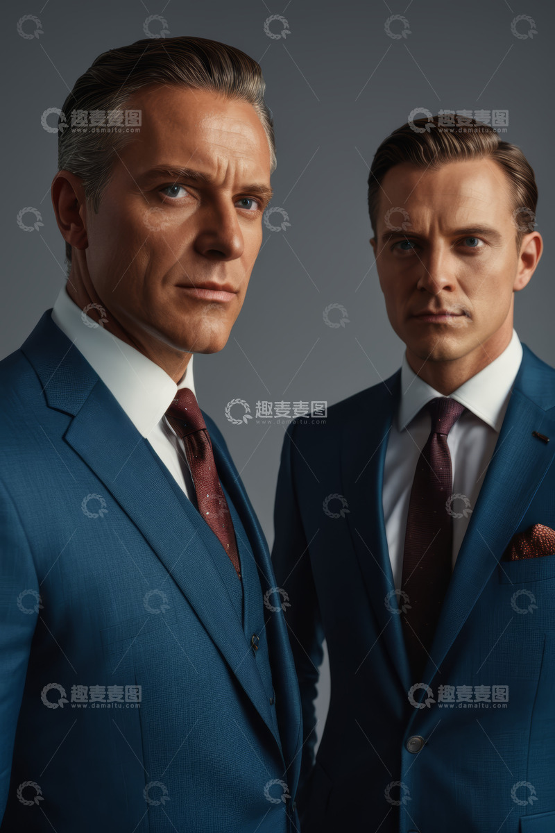 高清大图下载【趣麦麦图】两位西装男士正面肖像