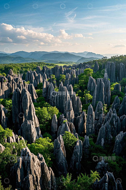 云南石林自然风光全景