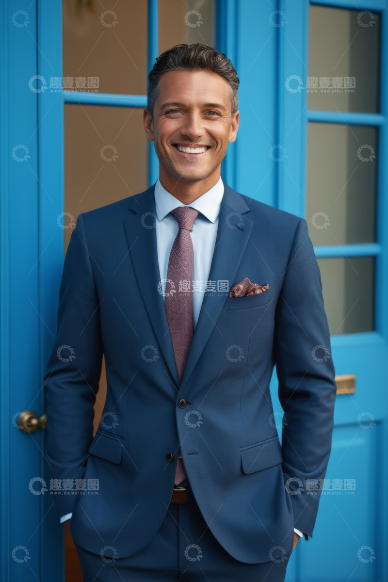 高清大图下载【趣麦麦图】身着西装微笑站立的男士