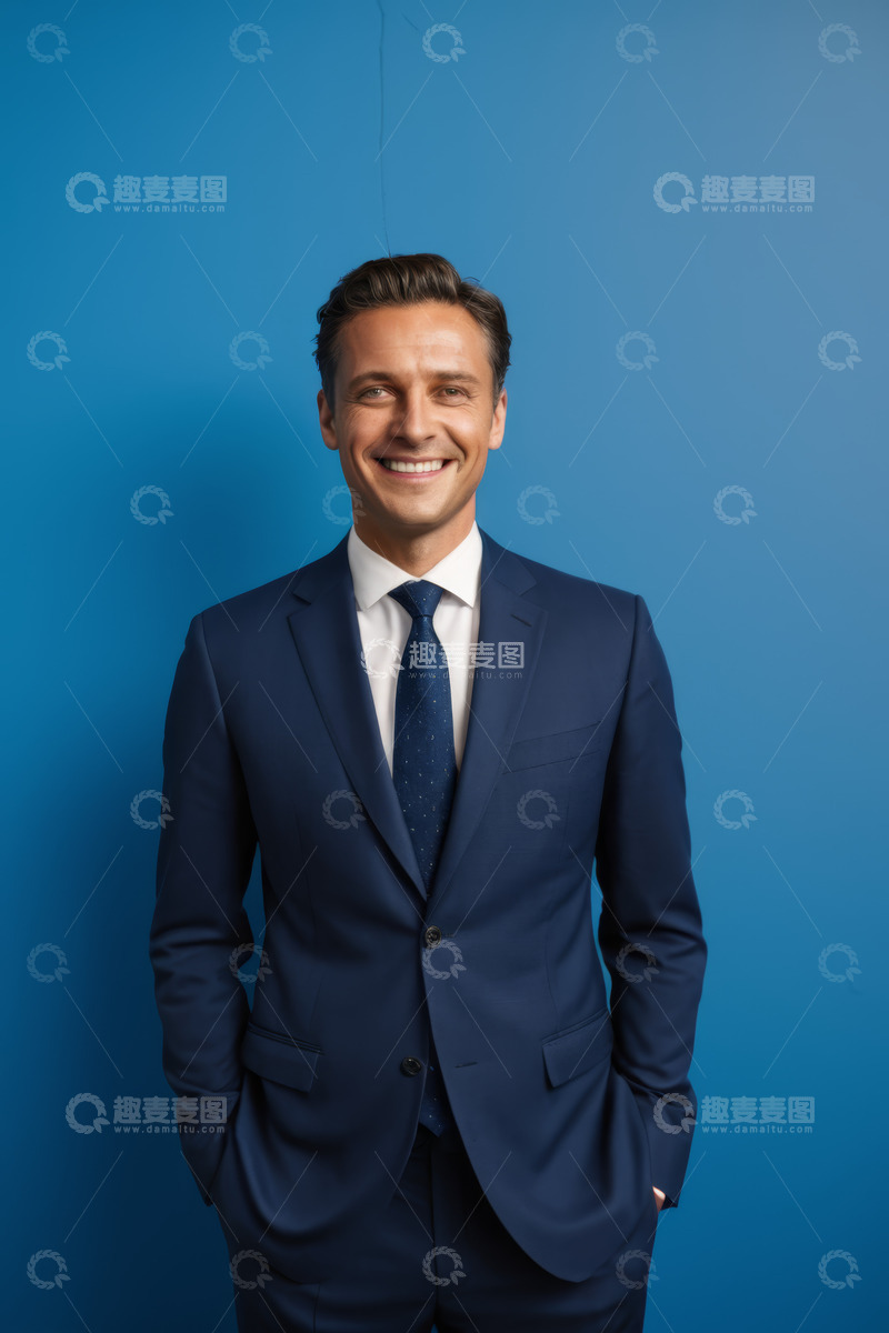 高清大图下载【趣麦麦图】身着西装微笑的商务男士