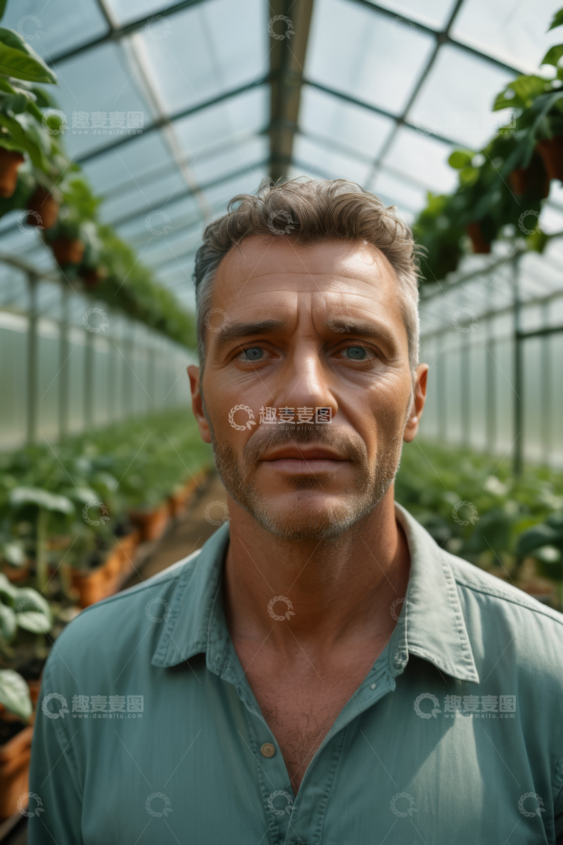 高清大图下载【趣麦麦图】温室中男性肖像