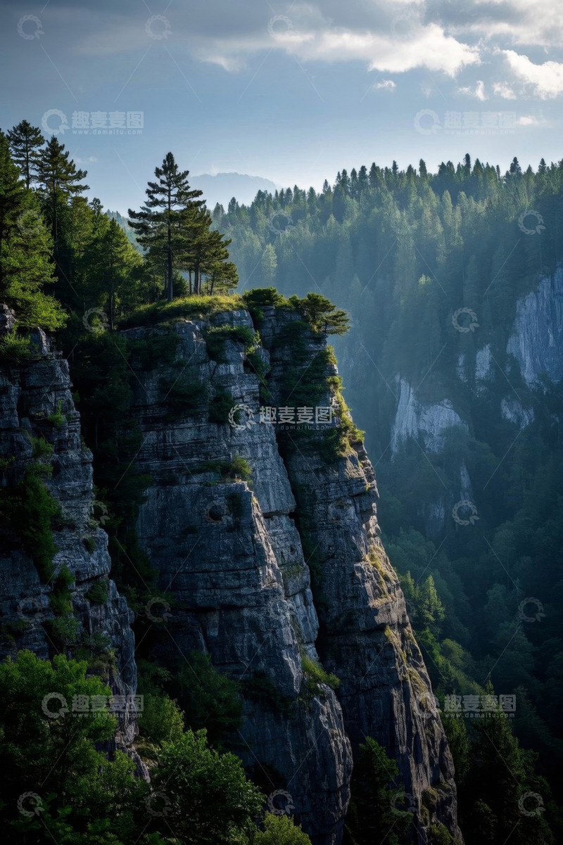 高清大图下载【趣麦麦图】山林间悬崖峭壁自然景观
