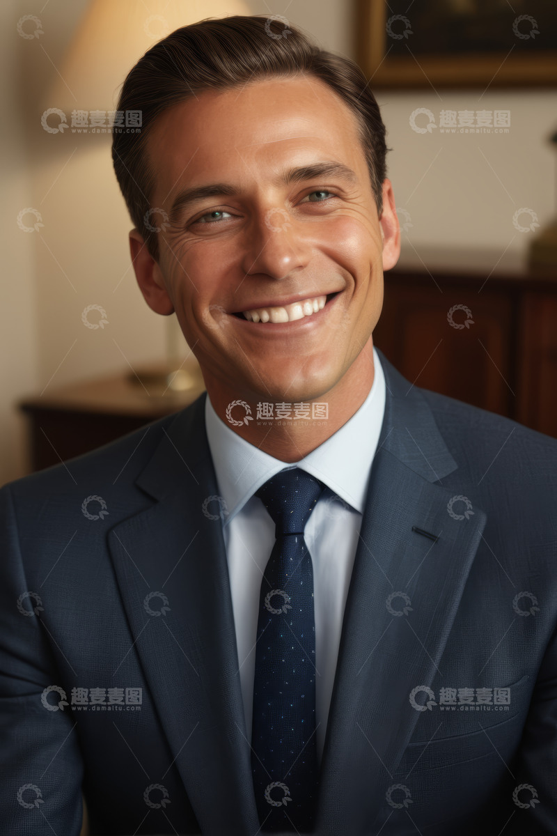 高清大图下载【趣麦麦图】穿着西装微笑的商务男士