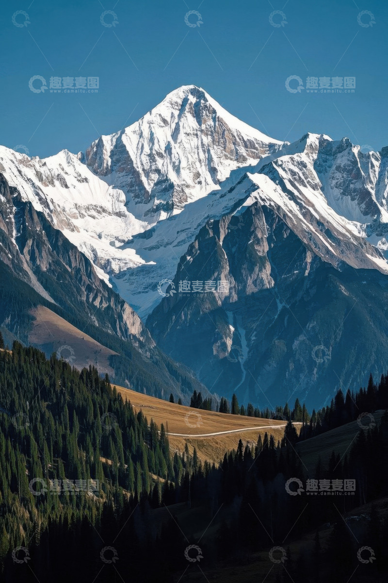 高清大图下载【趣麦麦图】雪山森林自然景观