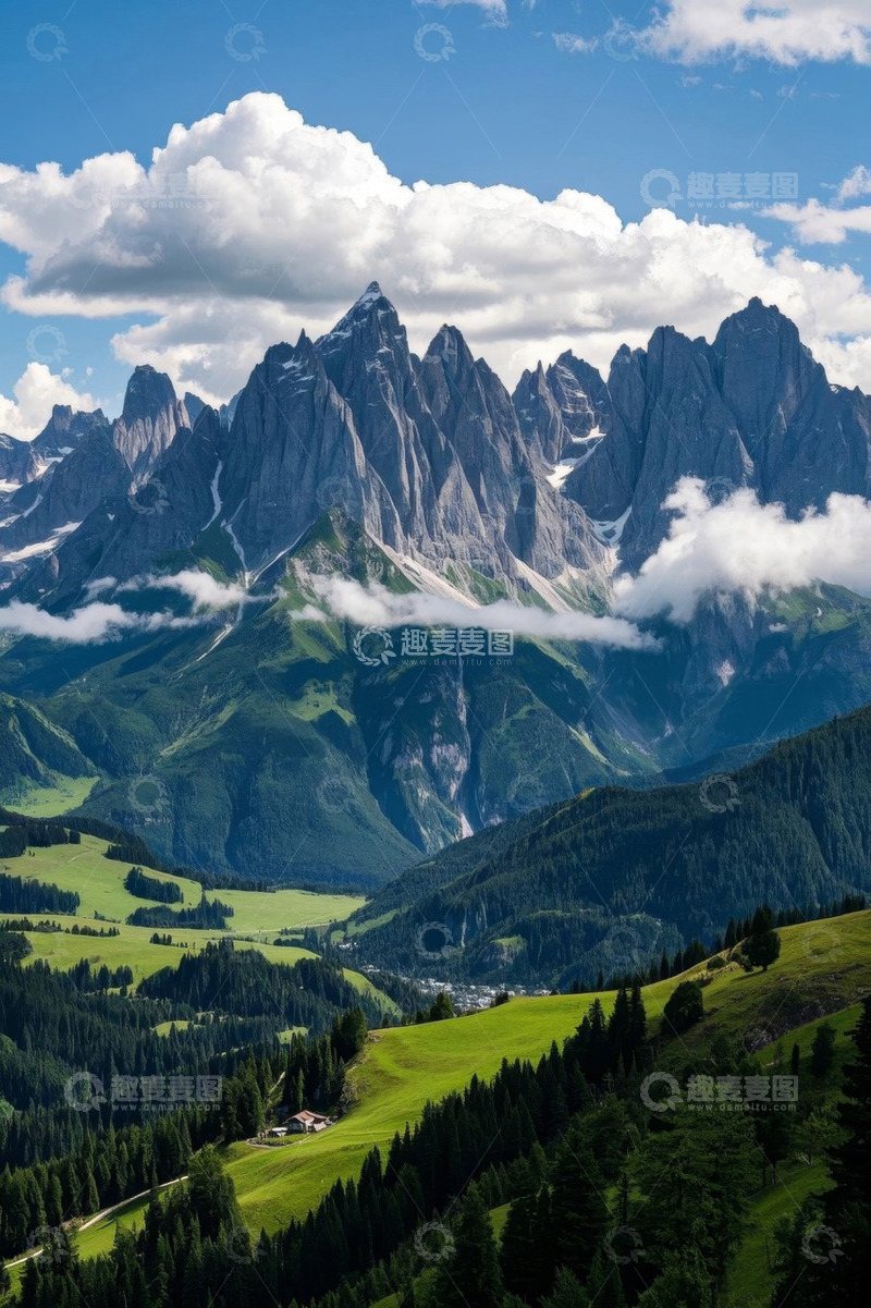 高清大图下载【趣麦麦图】阿尔卑斯山自然风光全景