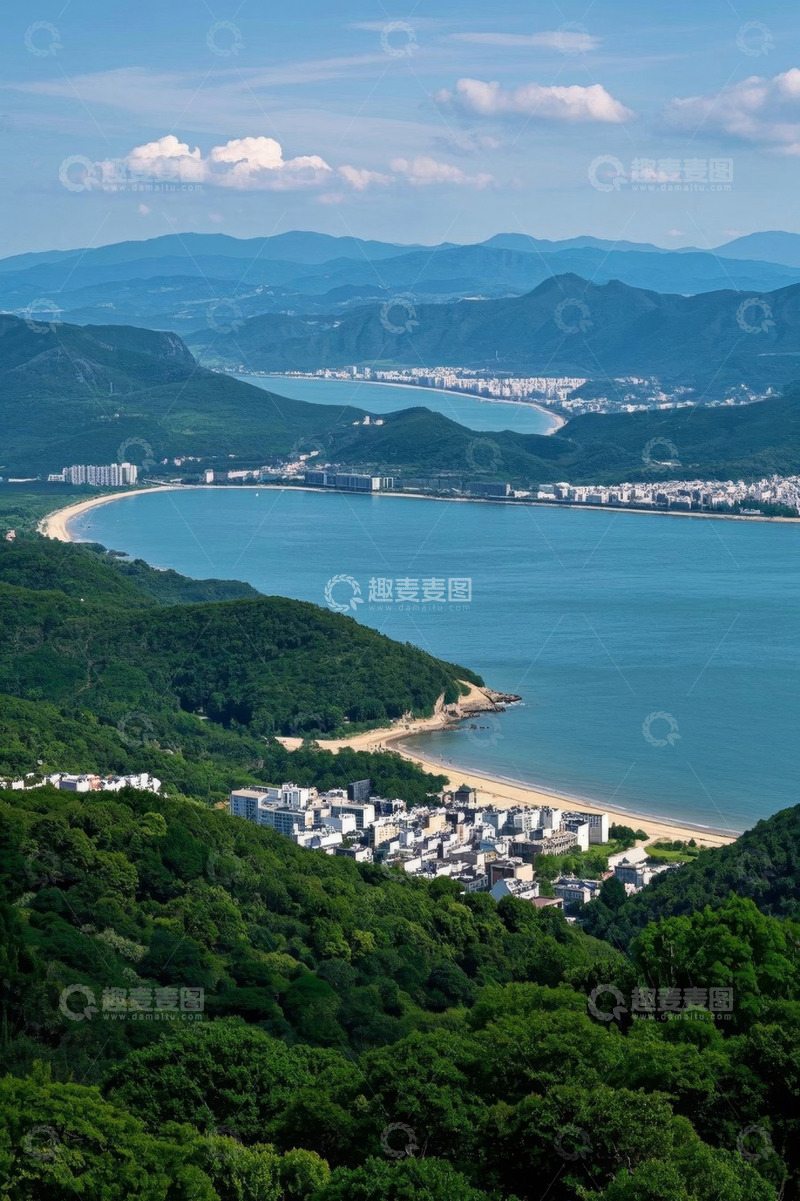 高清大图下载【趣麦麦图】海滨城市山海全景风光