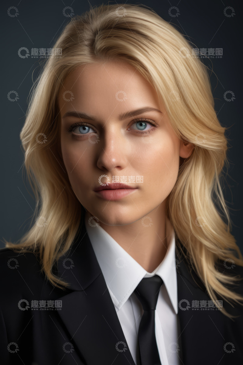 高清大图下载【趣麦麦图】金发职业女性肖像特写