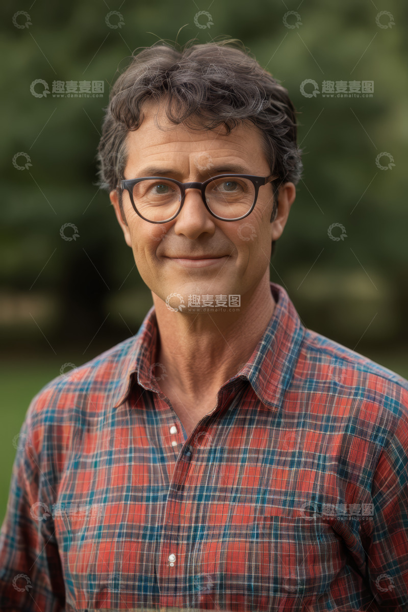 高清大图下载【趣麦麦图】户外戴眼镜微笑男士肖像