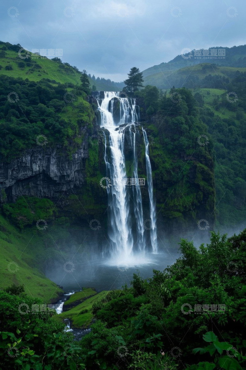 高清大图下载【趣麦麦图】山间瀑布自然风光