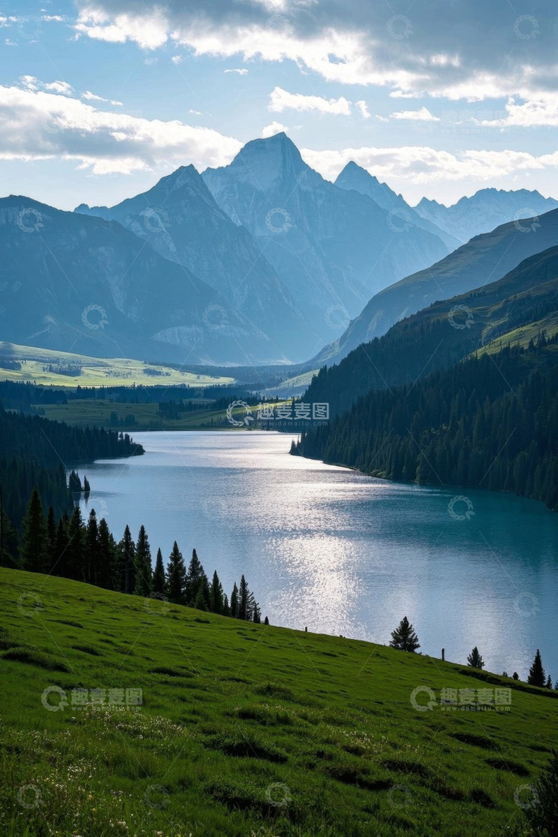 高清大图下载【趣麦麦图】山间湖泊自然风光