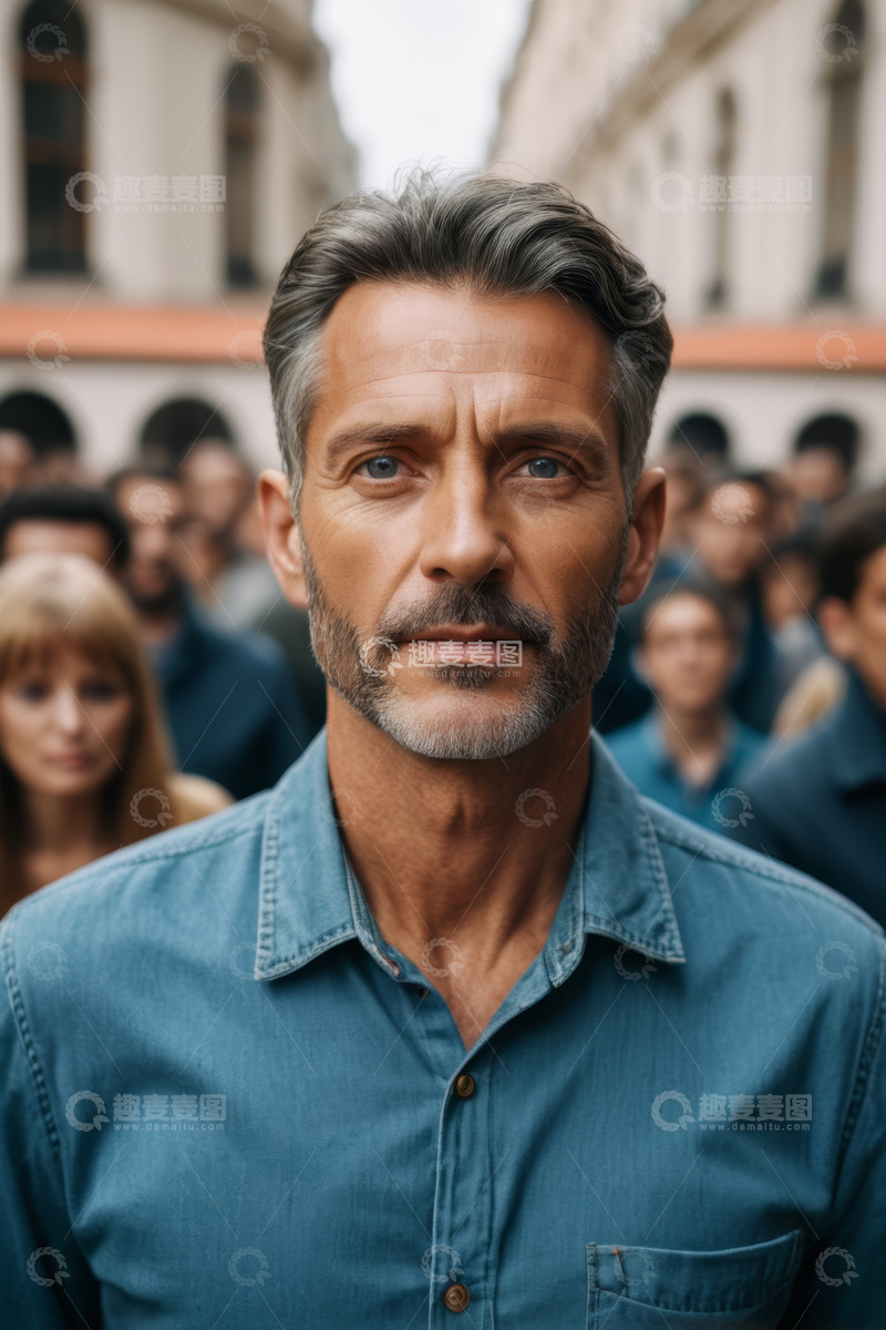 高清大图下载【趣麦麦图】成熟男人人群前半身特写