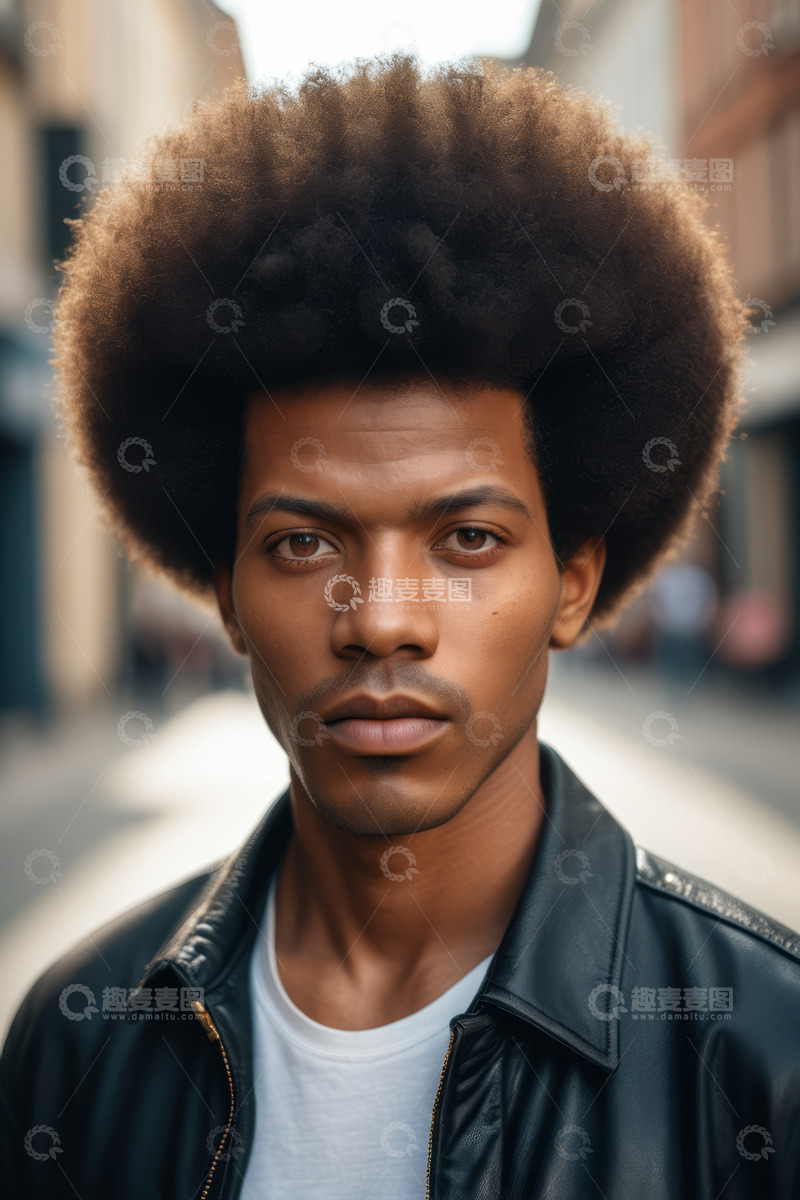 高清大图下载【趣麦麦图】街头黑人男子肖像特写