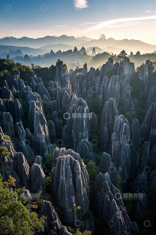 云南石林自然风光全景