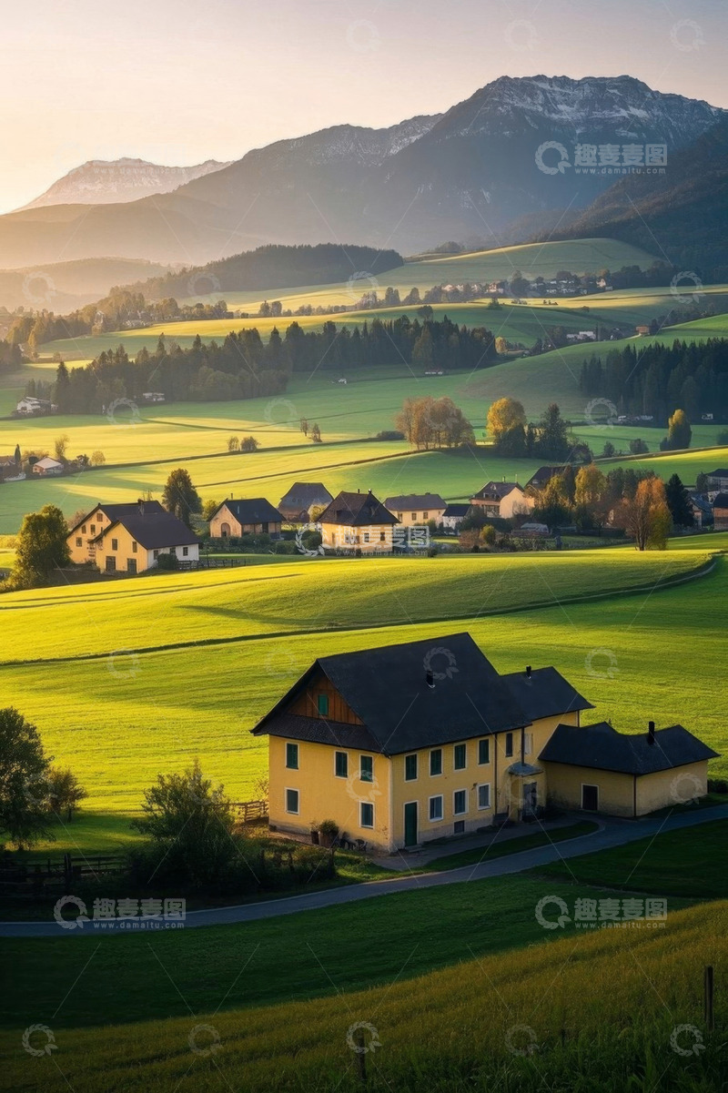 高清大图下载【趣麦麦图】田园乡村山丘风景全景