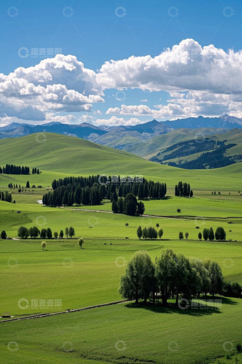 高清大图下载【趣麦麦图】草原山丘森林自然风光