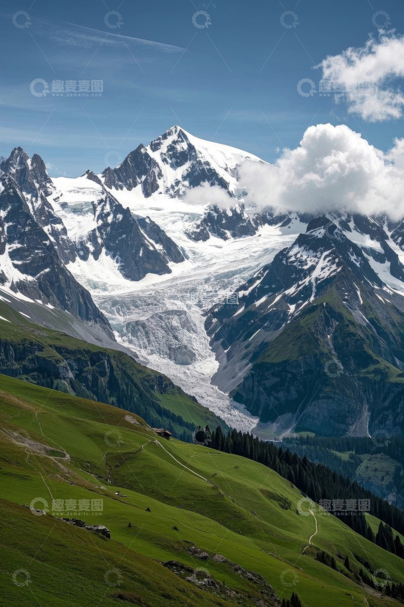 高清大图下载【趣麦麦图】瑞士雪山草地自然风光