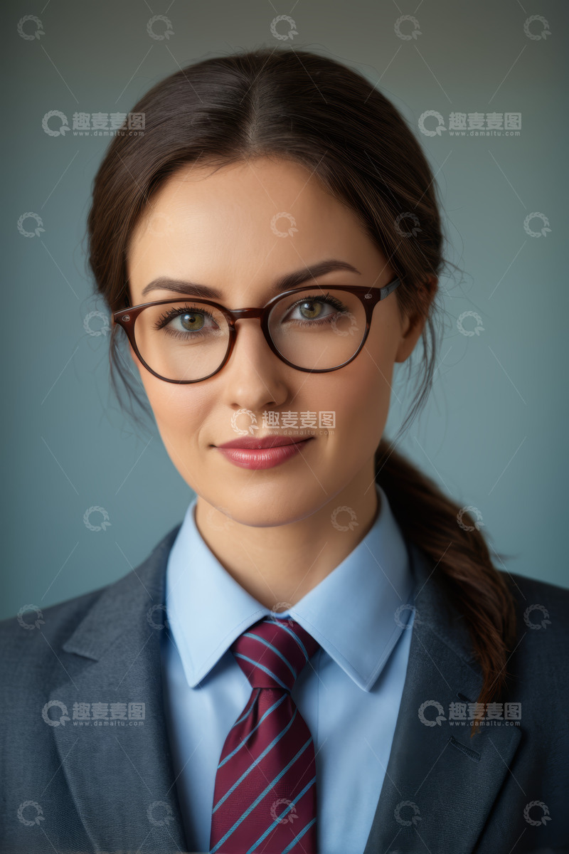 高清大图下载【趣麦麦图】戴眼镜的职业女性肖像