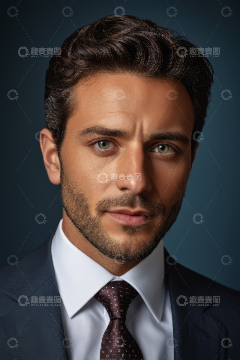 高清大图下载【趣麦麦图】穿着西装的男士面部特写