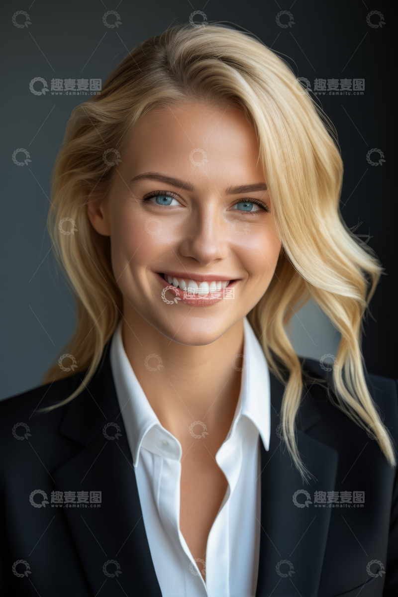 高清大图下载【趣麦麦图】金发职业女性微笑特写